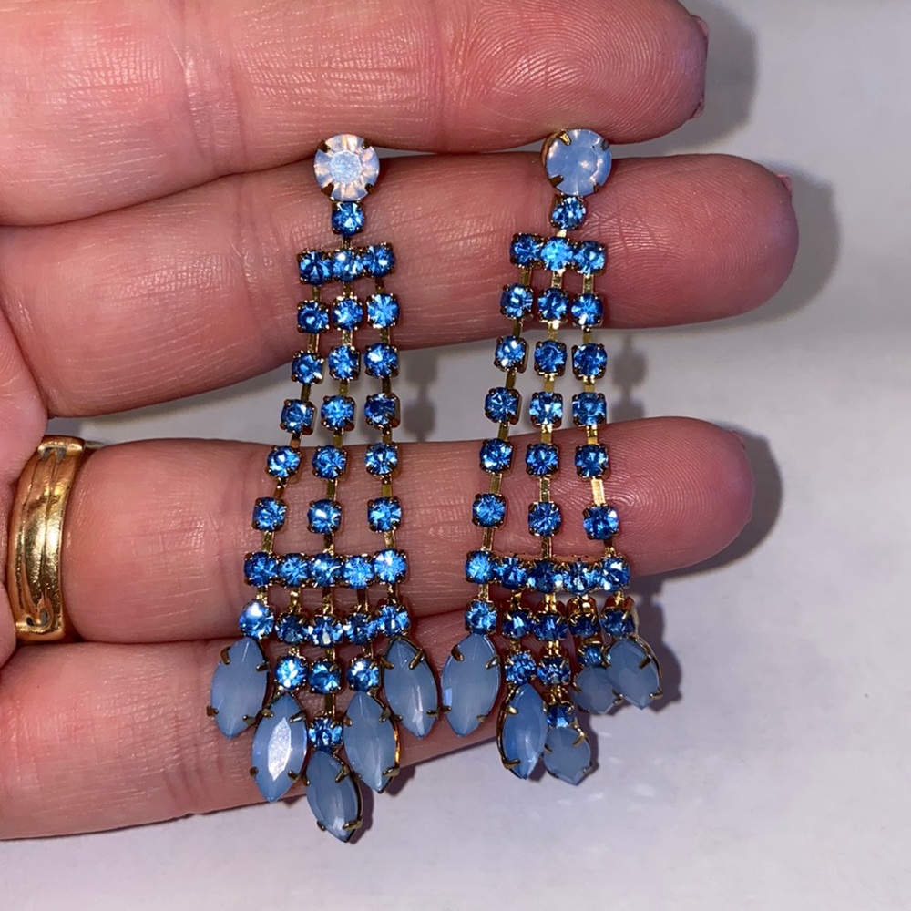 Light blue dangle 2 1/2” earrings